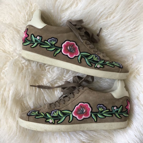 ASH Gull floral embroidered suede sneakers - Picture 3 of 13